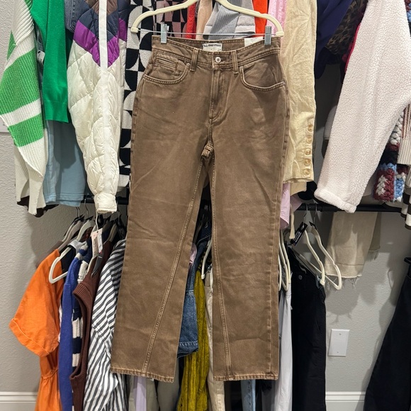 New Free People Xena Slim Straight Brown Jeans Sz 27 - Picture 2 of 5